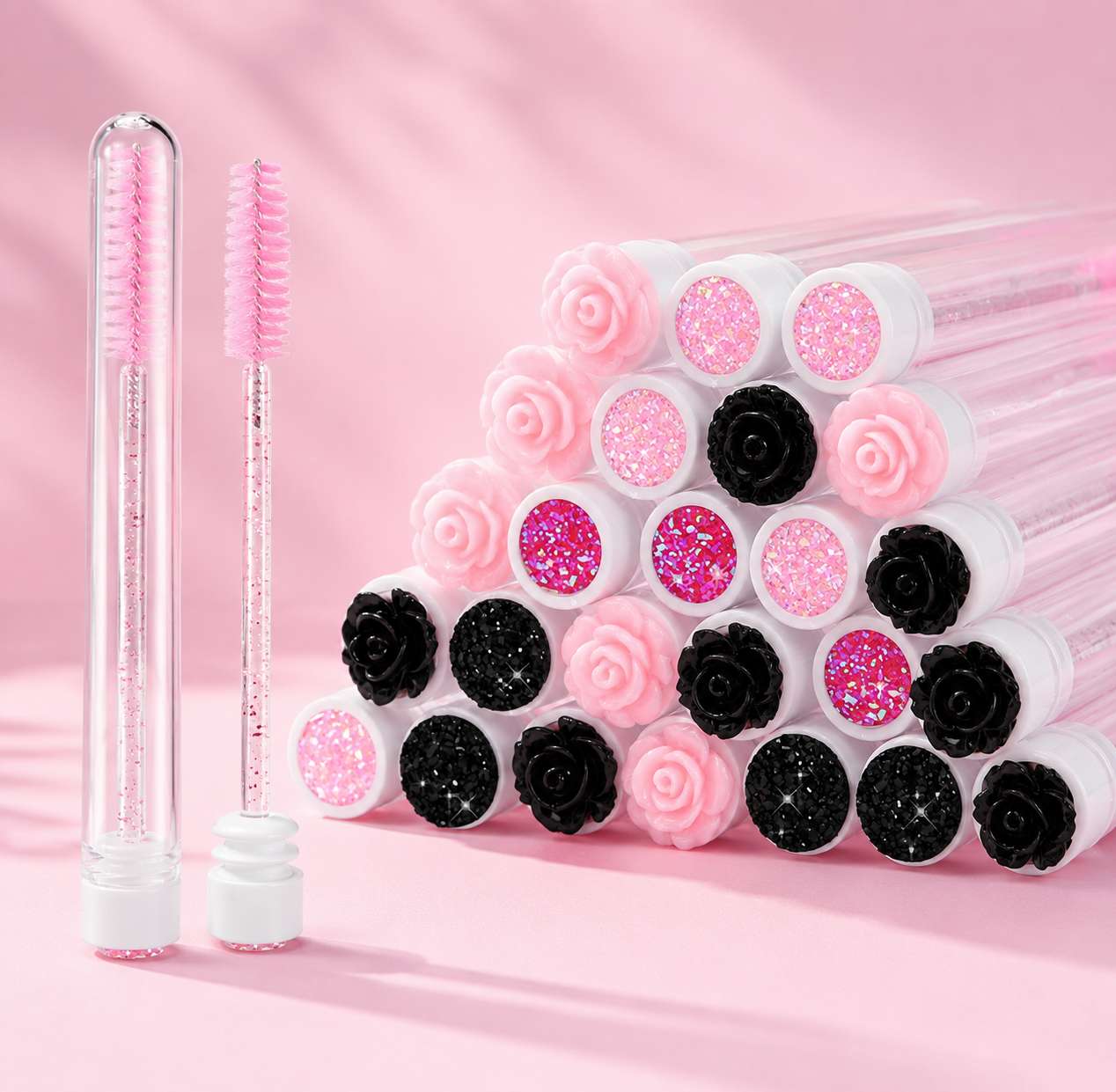 50 Pairs Lash Spoolie Brushes with Dust-Proof Tubes