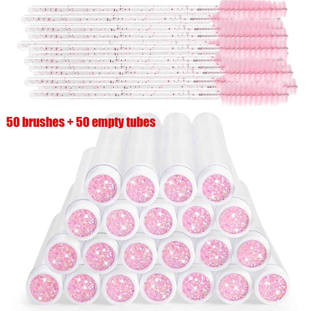 50 Pairs Lash Spoolie Brushes with Dust-Proof Tubes
