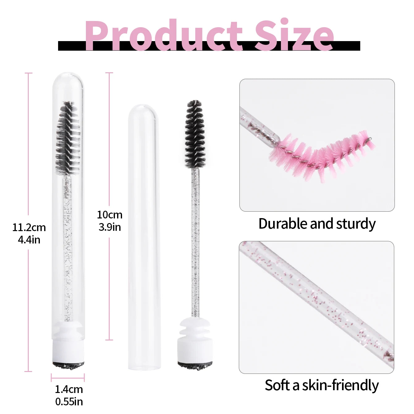 50 Pairs Lash Spoolie Brushes with Dust-Proof Tubes