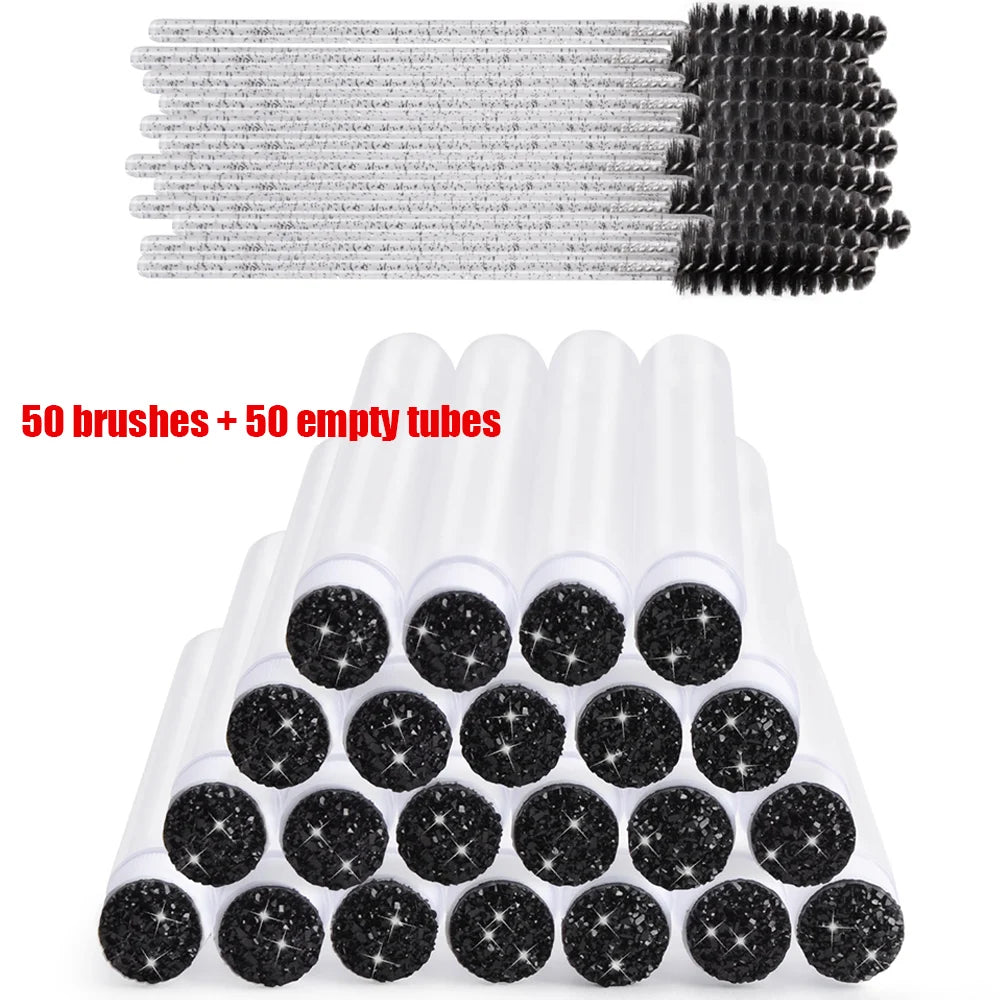 50 Pairs Lash Spoolie Brushes with Dust-Proof Tubes