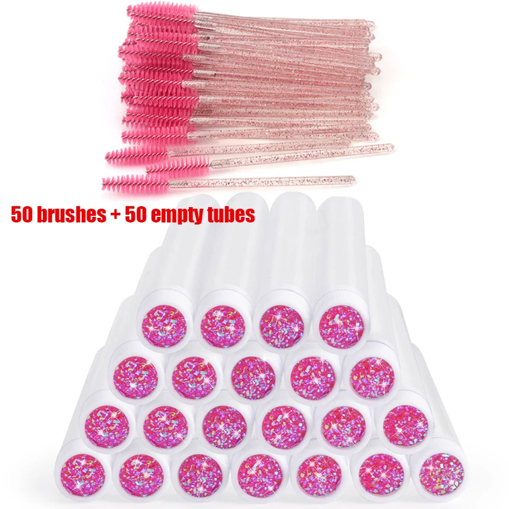 50 Pairs Lash Spoolie Brushes with Dust-Proof Tubes