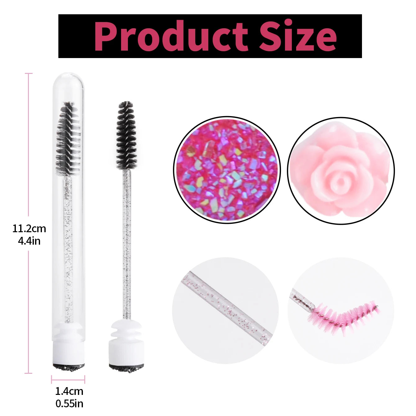 50 Pairs Lash Spoolie Brushes with Dust-Proof Tubes